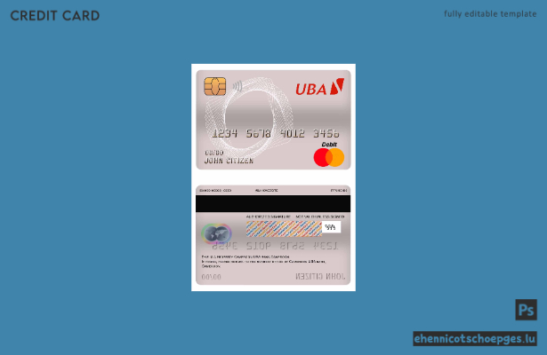Beispielvorschau der Mastercard-Debitkarte der UBA Bank aus Kamerun